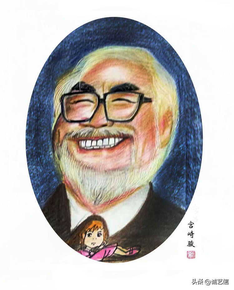动画大师宫崎骏肖像漫画