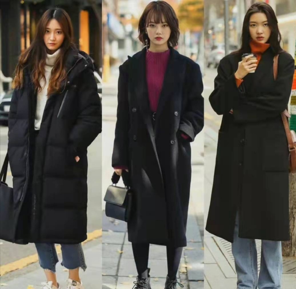 韩国街头女生穿搭,韩国街头大衣穿搭