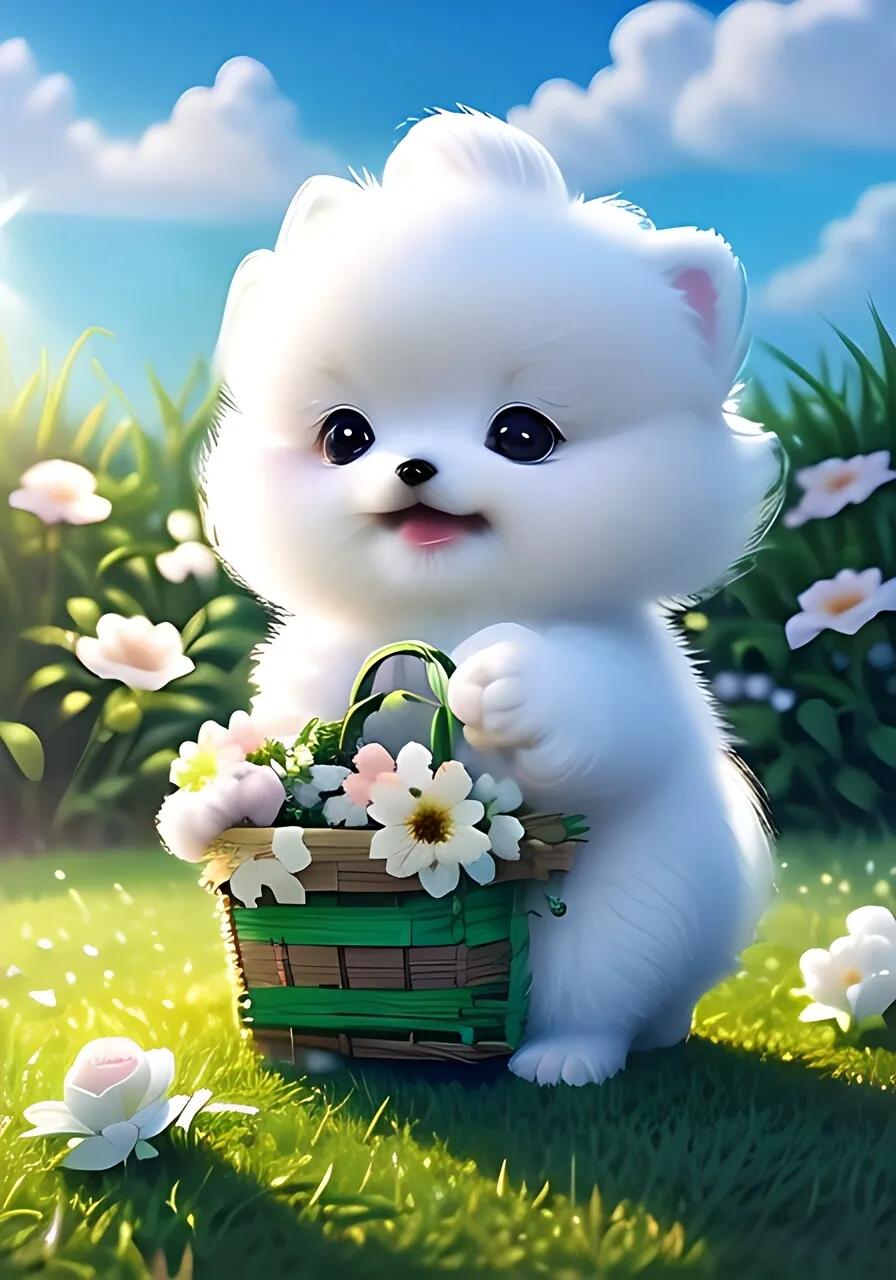 博美可爱的狗狗,白色的博美狗狗长大之后有多帅