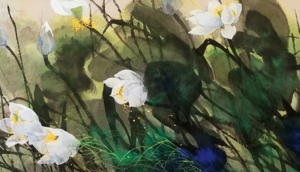 袁运甫彩墨画图片,袁运甫彩墨画荷花系列作品欣赏