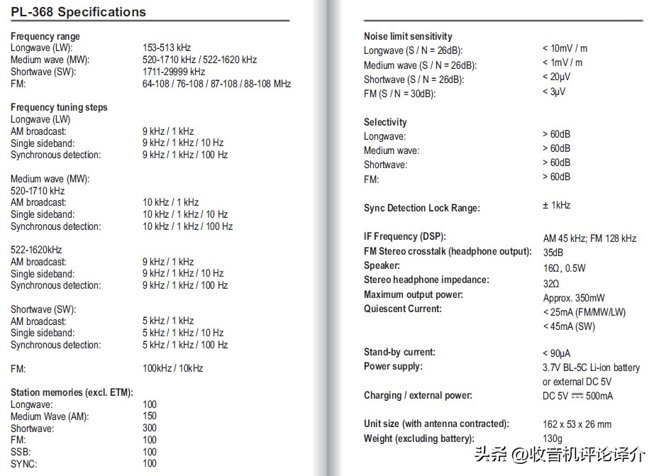 pl368收音机测评,德生pl398收音机优缺点