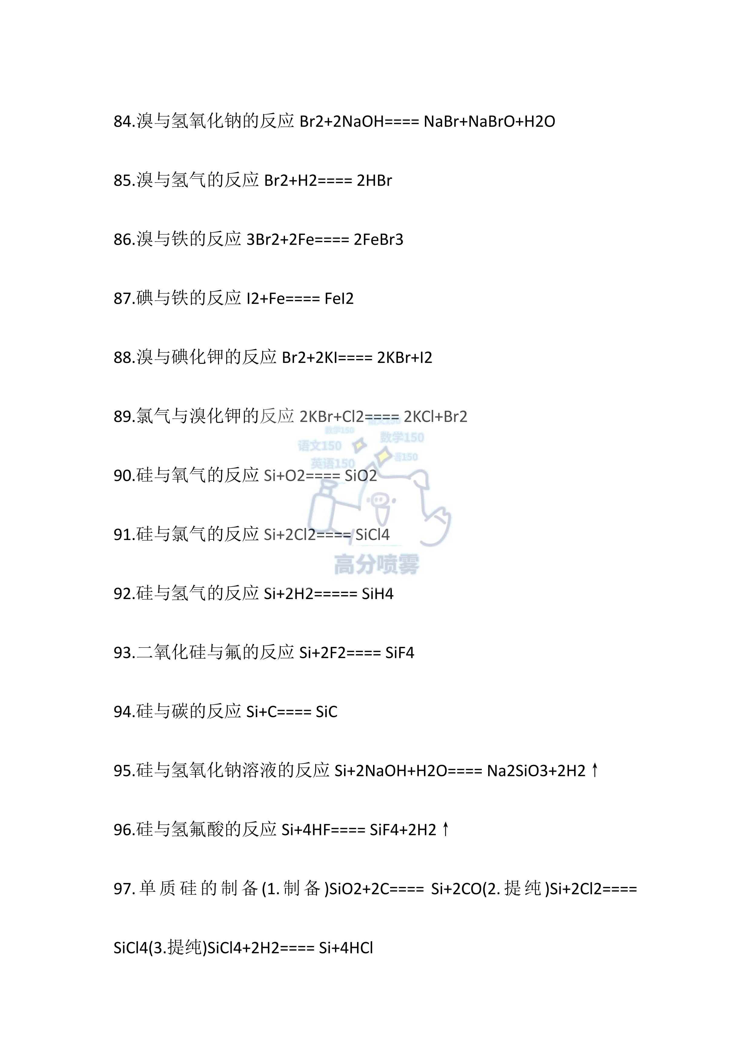 高中12个必须掌握的化学方程式,高一必背化学方程式及离子方程式