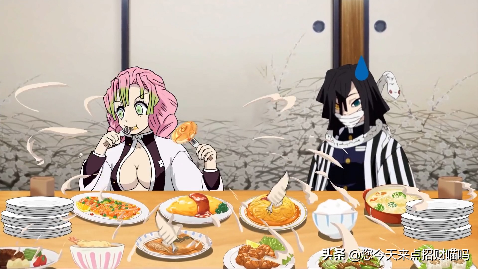 鬼灭之刃官方整活，学院物语2期爆甘露寺体重数据，减肥日常开启