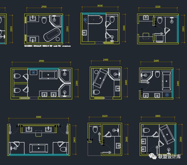 家装平面布局CAD模块500套(客餐厅、书房、卧室、厨房、卫生间)