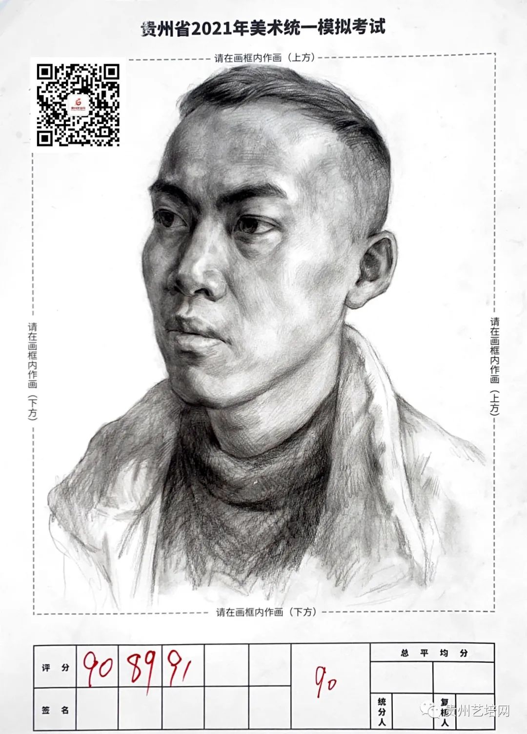 万人联考一模2024素描高分,一模静物素描高分卷