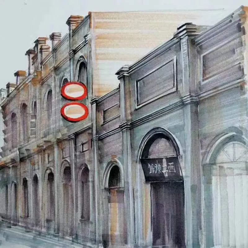 手绘图学校街景,老师手绘地图及历史景观