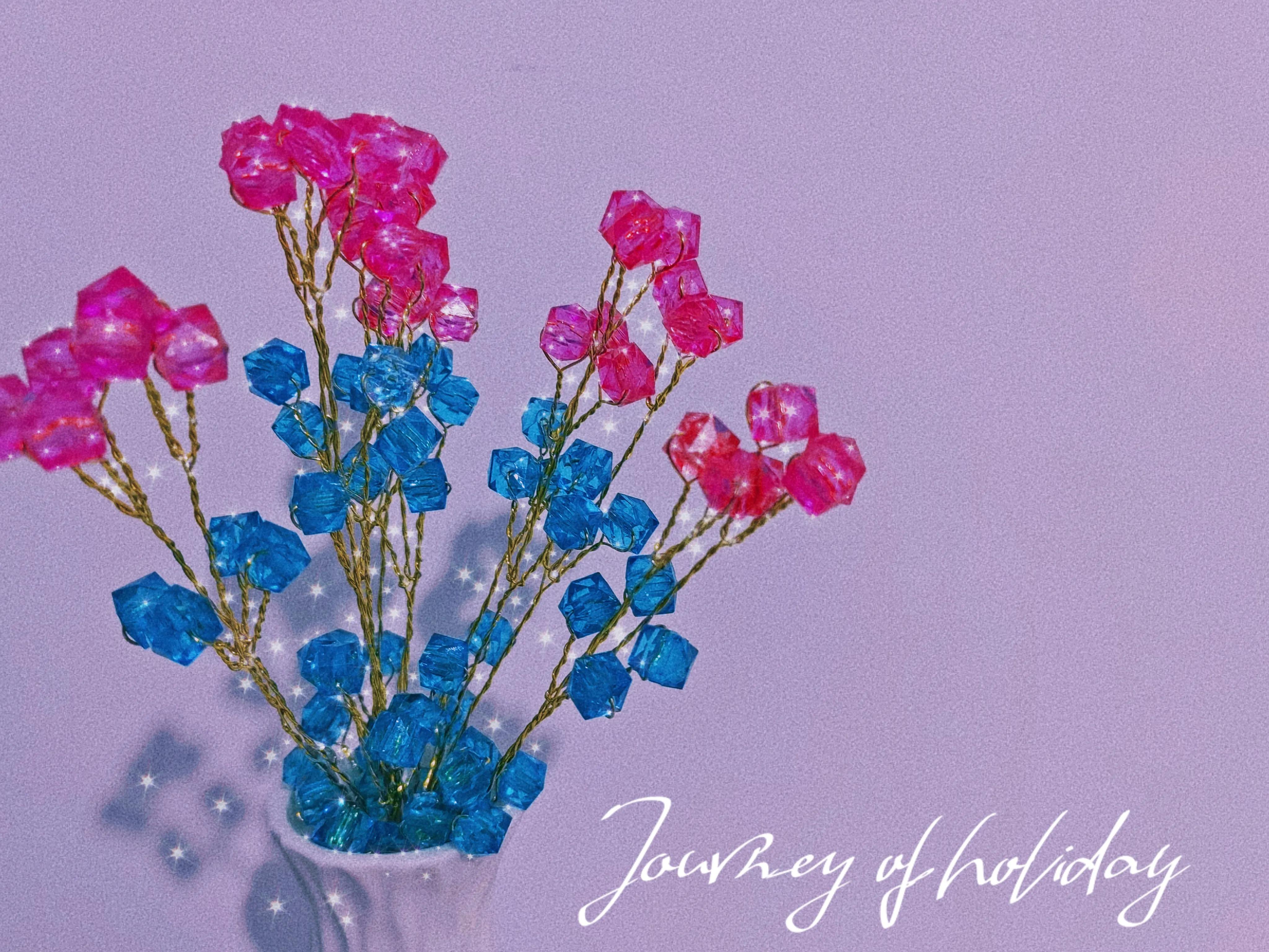 手工串珠的各种花,小红花耳钉串珠教程