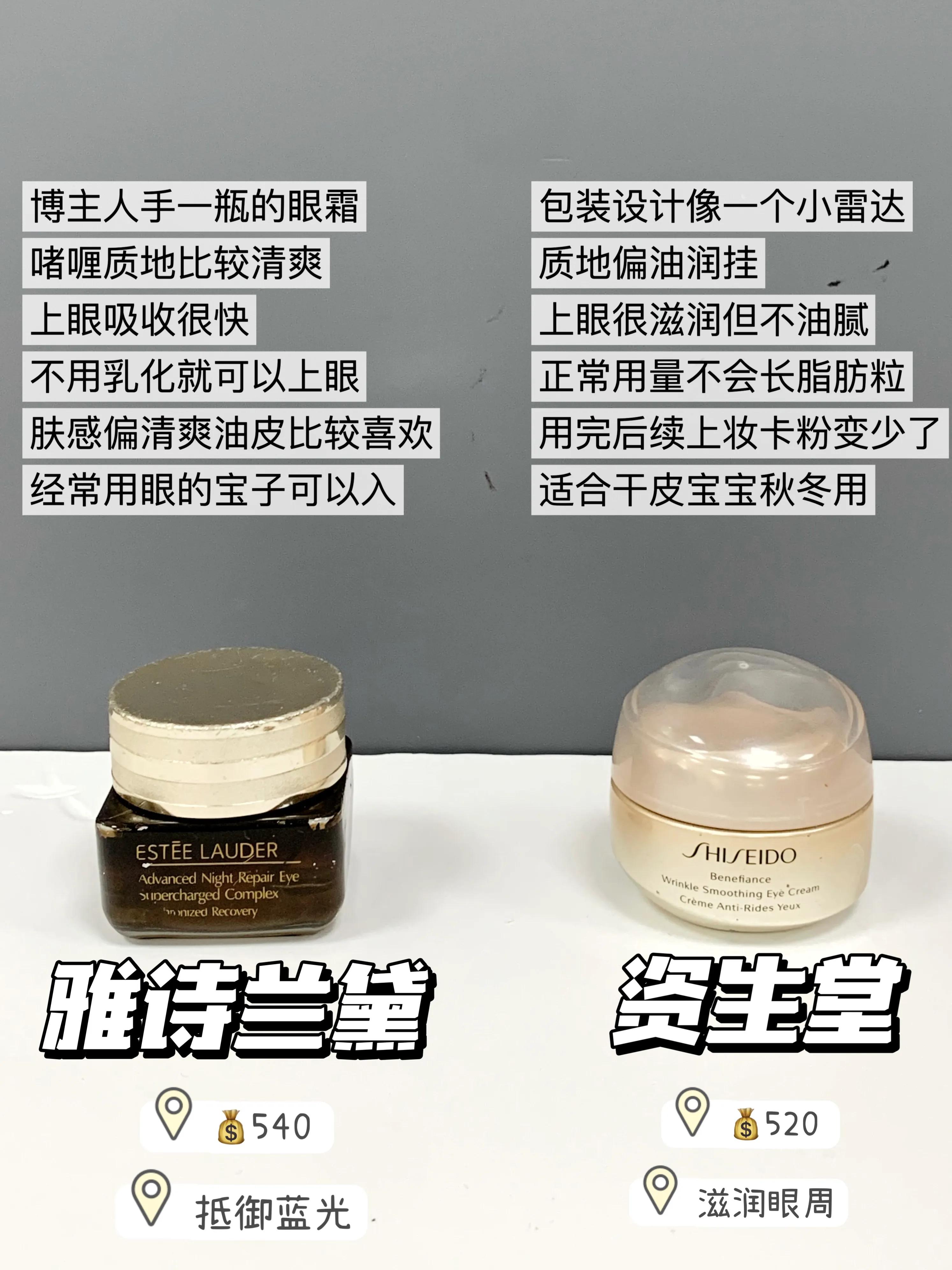 怡丽丝尔雅诗兰黛眼霜哪个好用,怡丽丝尔眼霜和雅诗兰黛白金眼霜