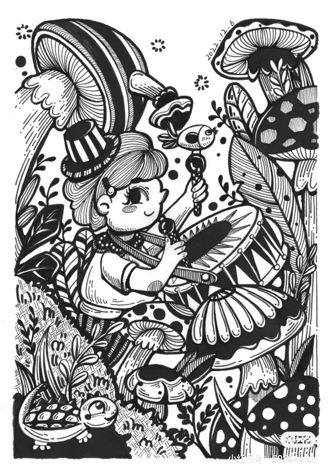 针管笔画线条练习,针管笔黑白装饰画线描