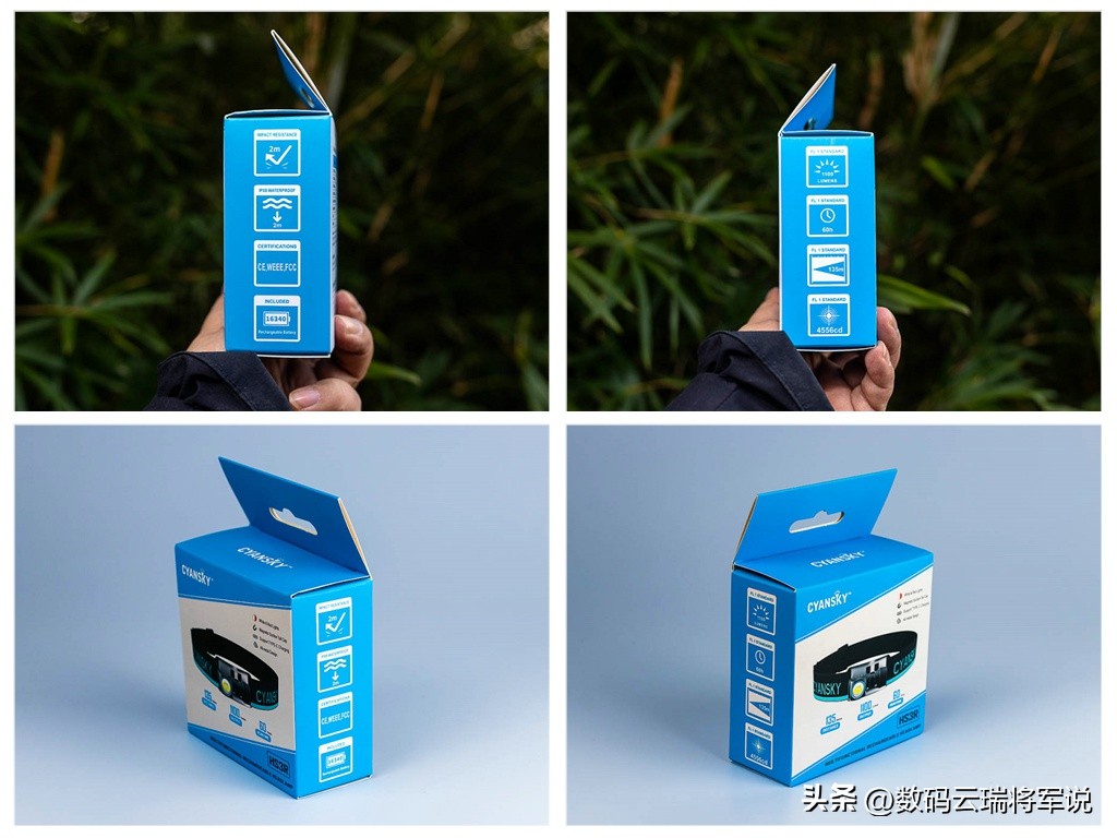 夜晚骑行照明好选择多功能L型迷你可充电头灯CYANSKYHS3R