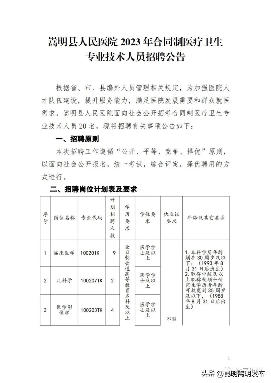 嵩明县第二人民医院招聘,嵩明县医院招聘护士录取名单