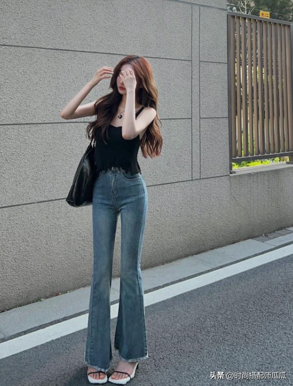 马蹄裤时髦穿搭,小个子短粗腿适合穿马蹄裤吗