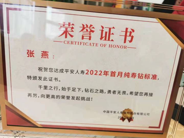 中国平安人寿保险股份有限公司张燕——坚持、相信、感恩