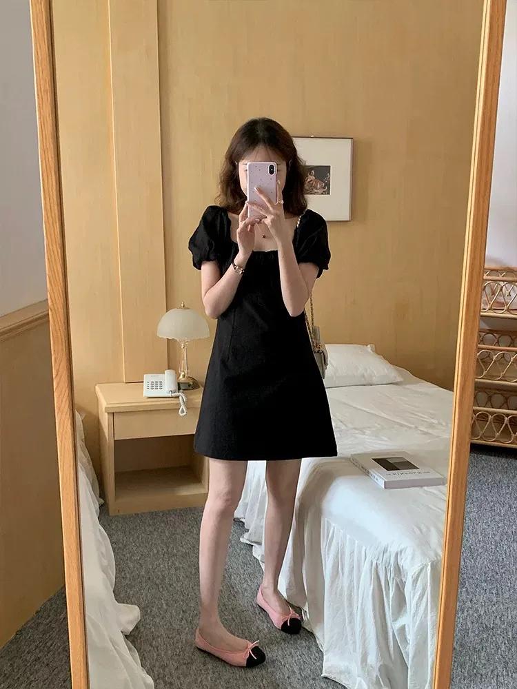 法式灯笼袖针织连衣裙秋冬高级感,灯笼袖连衣裙爆款2022新款