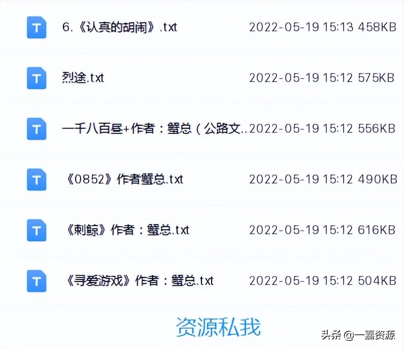 「书单302」糙汉文大大蟹总作品合集，代表作《0852》《烈途》