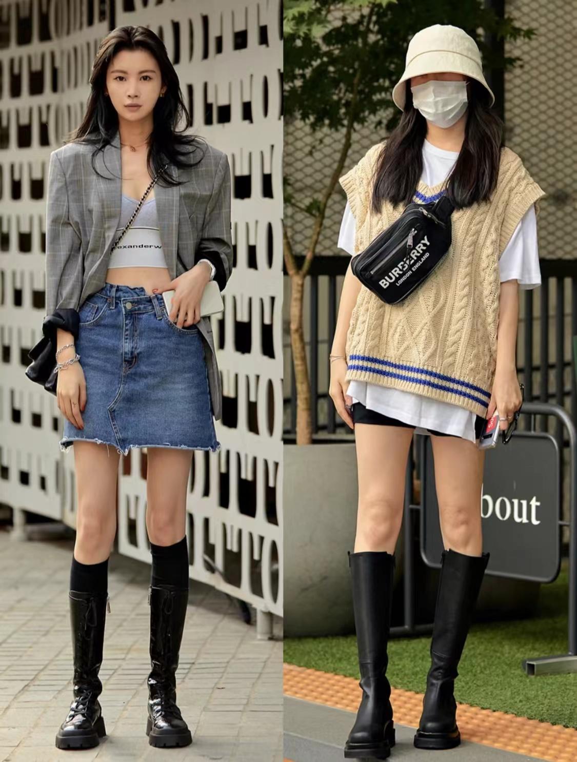 韩国街拍穿搭女生鞋子,韩国穿搭帆布鞋街拍