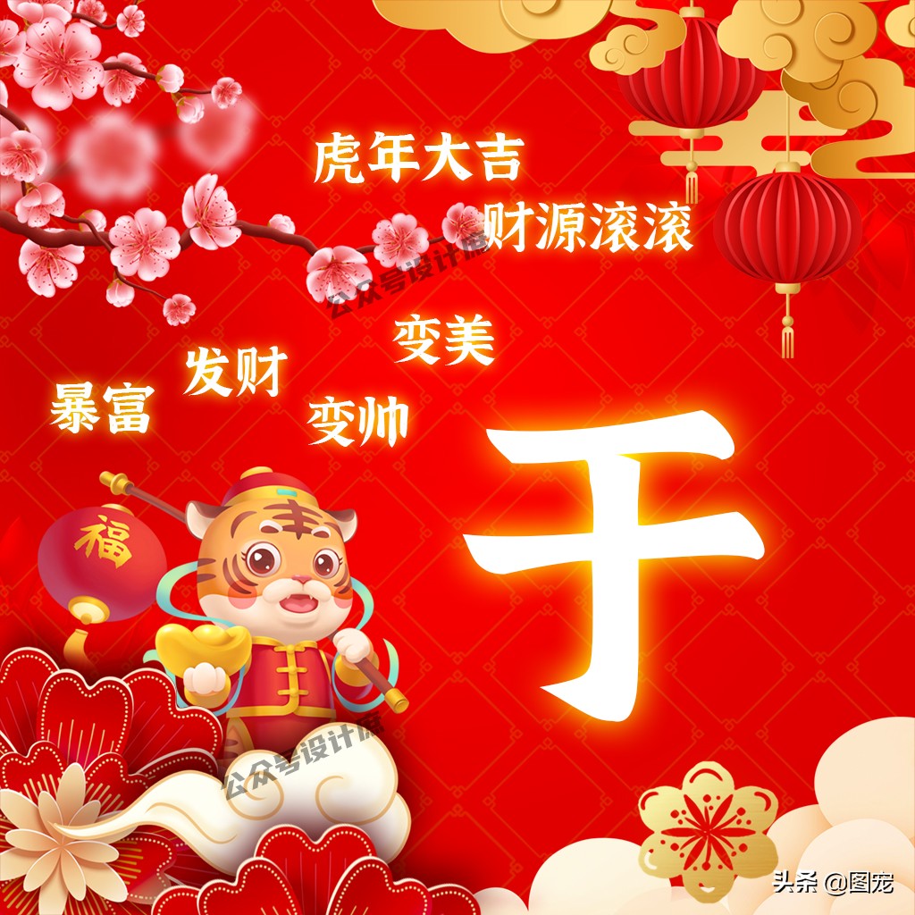 2023姓氏头像最新款虎年大吉,2022虎年姓氏头像好运霸气