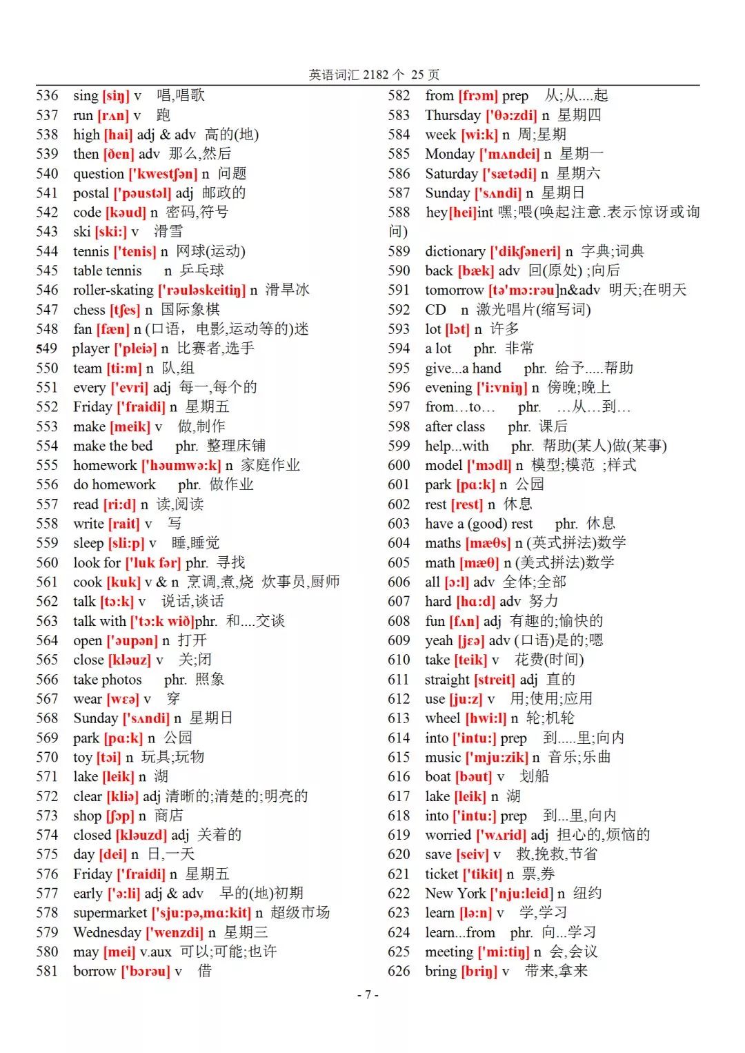 初中英语983个核心单词带音标,初中英语2182个基本词汇音标