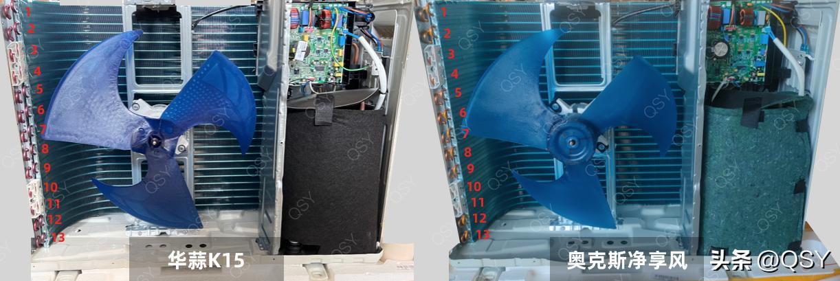 拆华蒜空调BpR3HSQK15,B11.5匹一级和奥克斯配置相同但价格更低