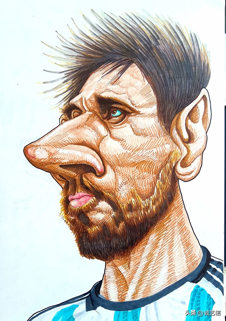 卡塔尔梅西漫画海报,梅西拿着美洲杯来卡塔尔的漫画