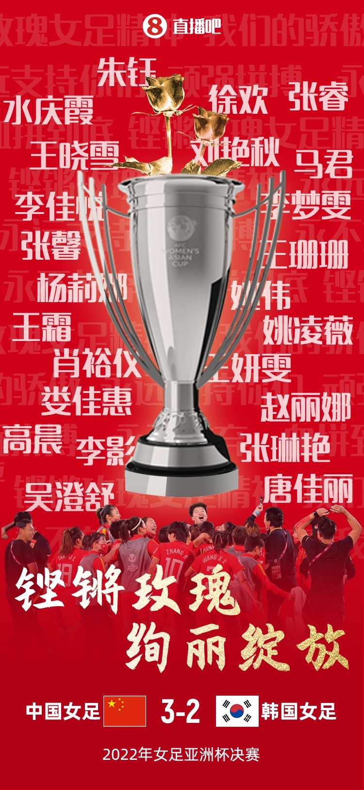 铿锵玫瑰女足夺冠全纪录,女足夺冠视频感动观众