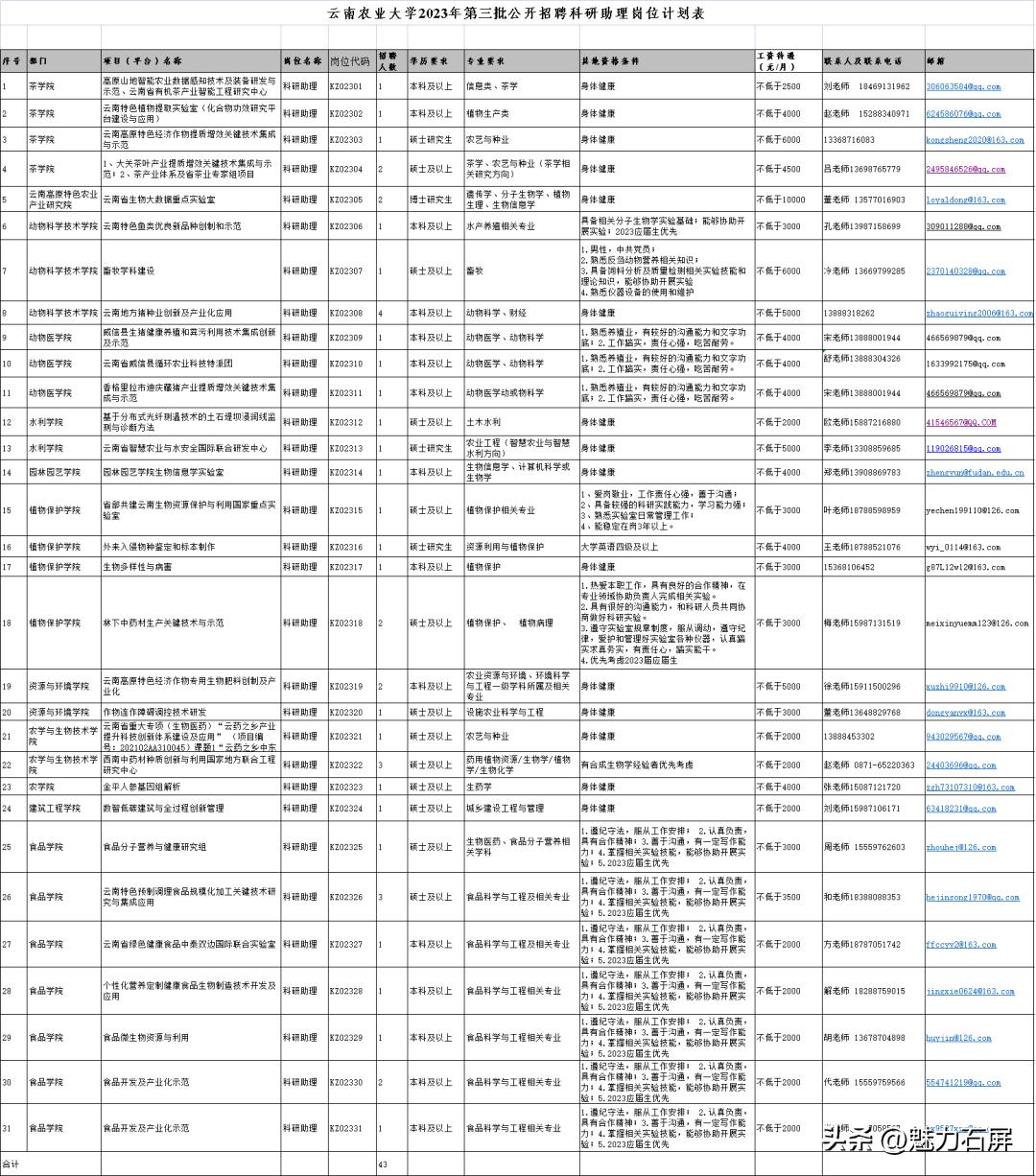 云南最新一批招聘信息附岗位表,全都有编制云南最新招聘附岗位表