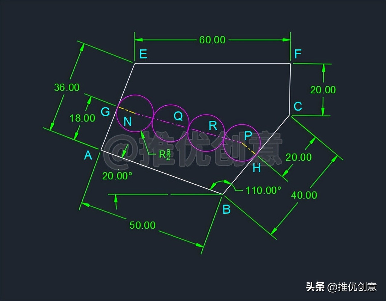 绘制有一定难度的竞赛题(下)autocadcad教学cad画图CAD练习题
