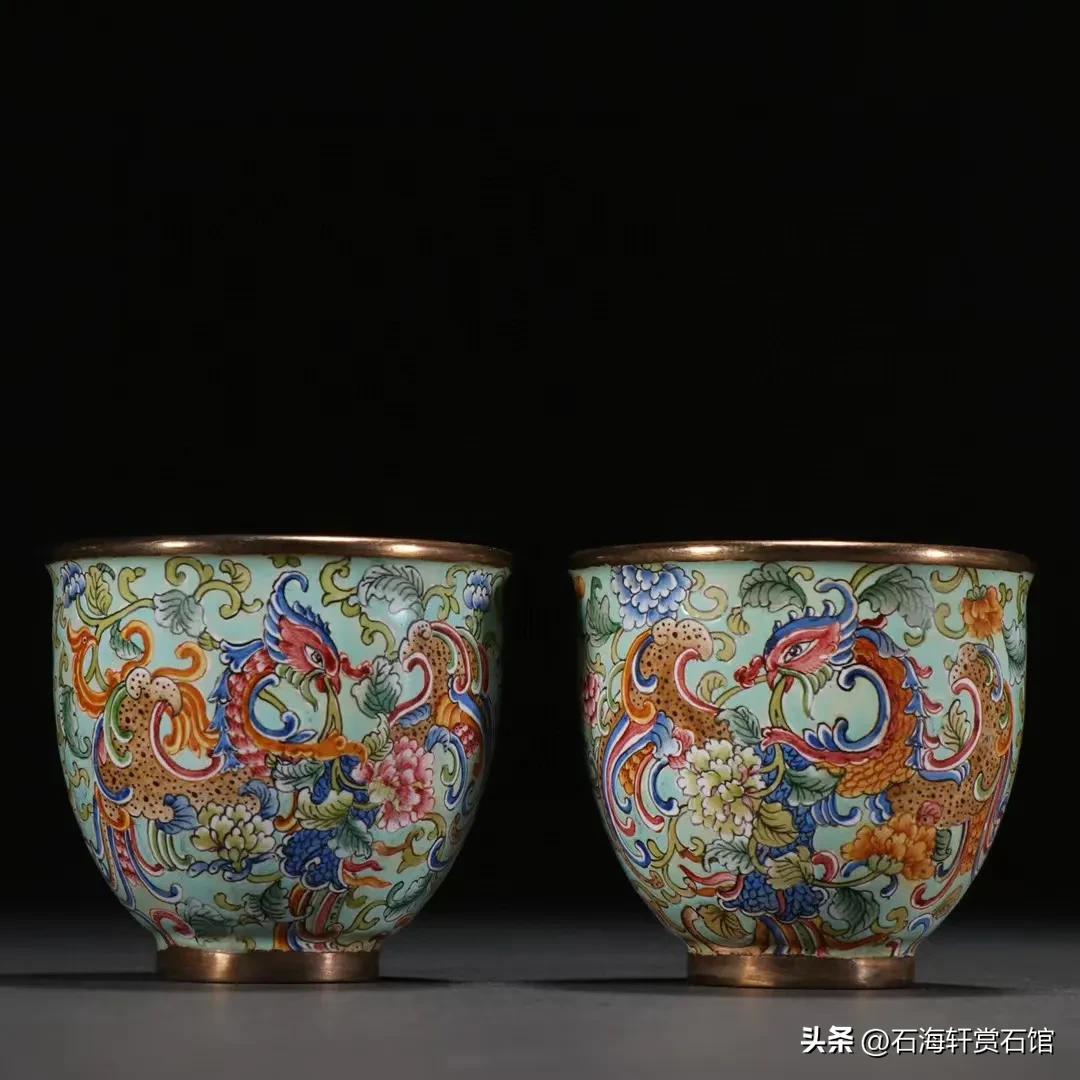 鎏金鹦鹉纹提梁银壶,铜胎画珐琅花鸟纹提梁壶