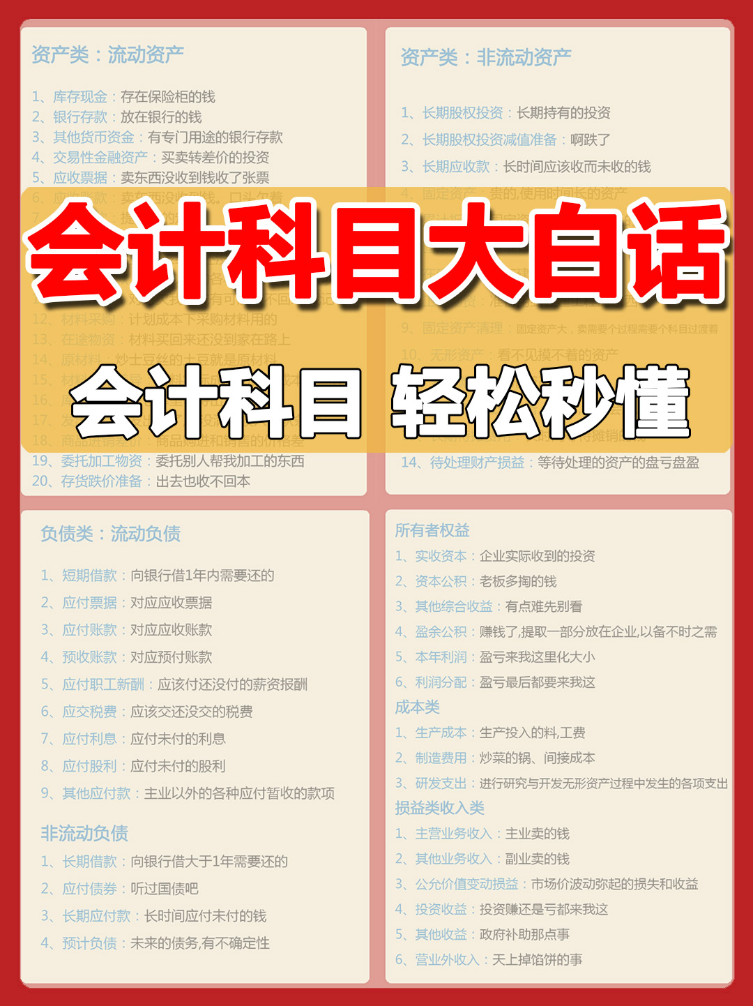 会计科目巧记法,会计科目大白话教程