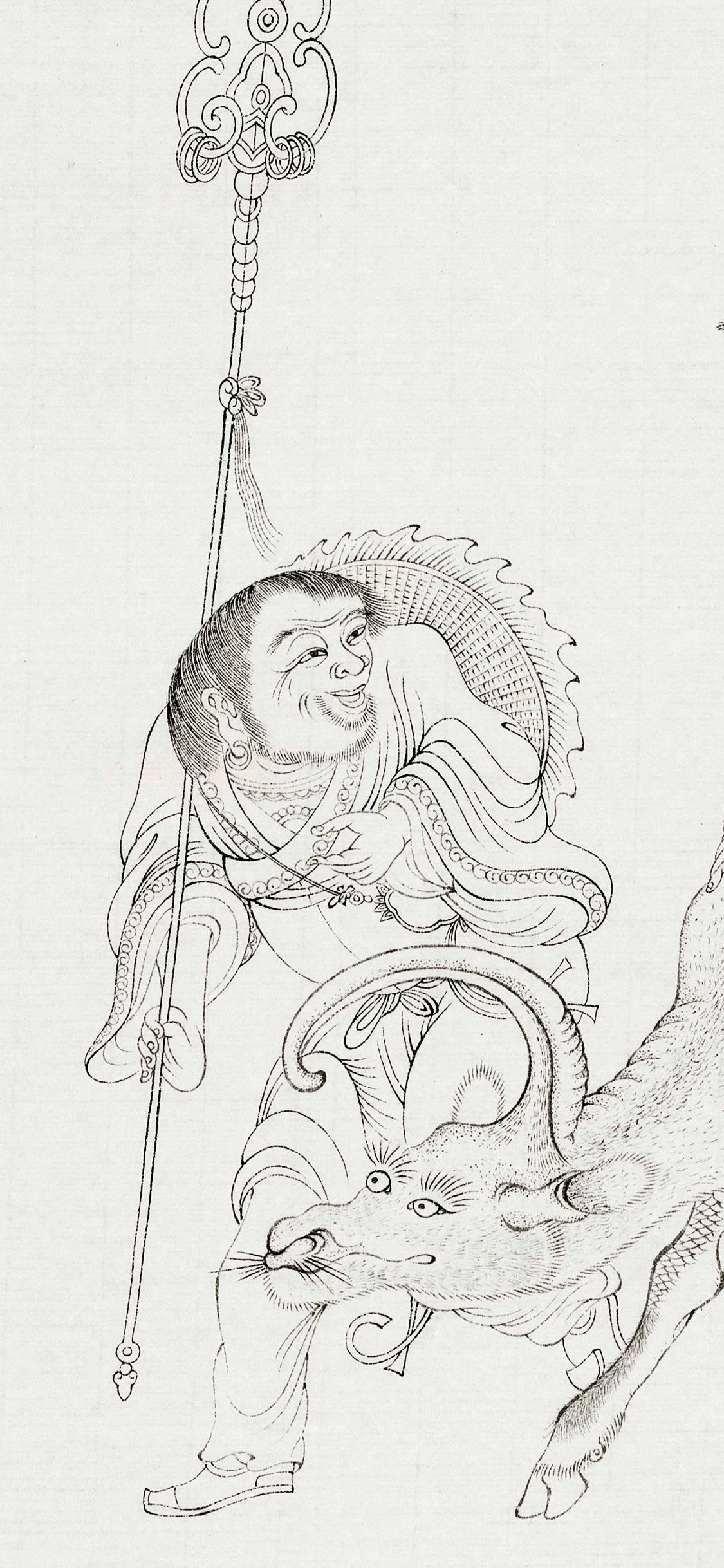 白描八十七神仙卷图文,五百罗汉白描长卷