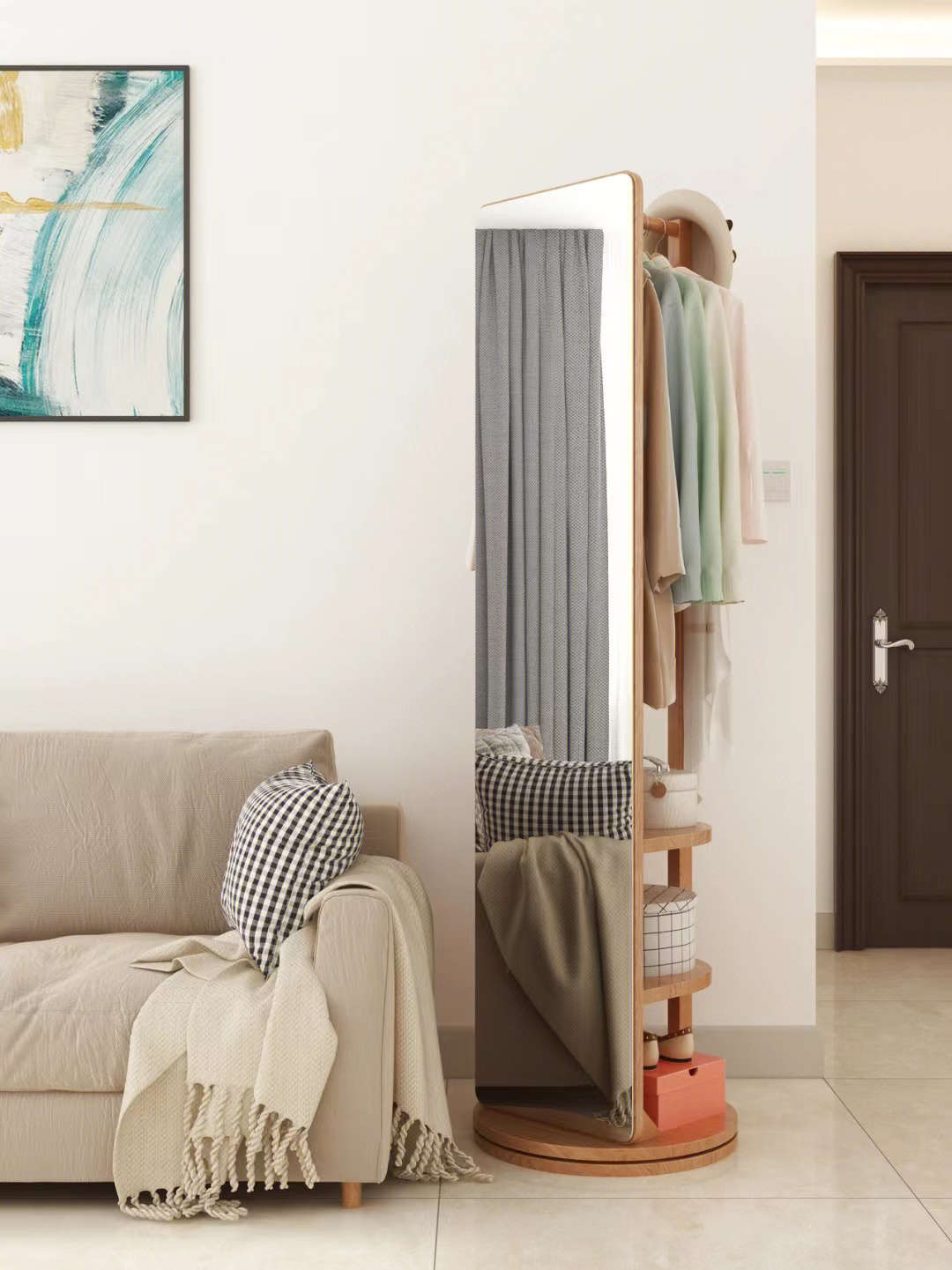 穿衣镜衣架一体小户型,小户型客厅带穿衣镜衣架