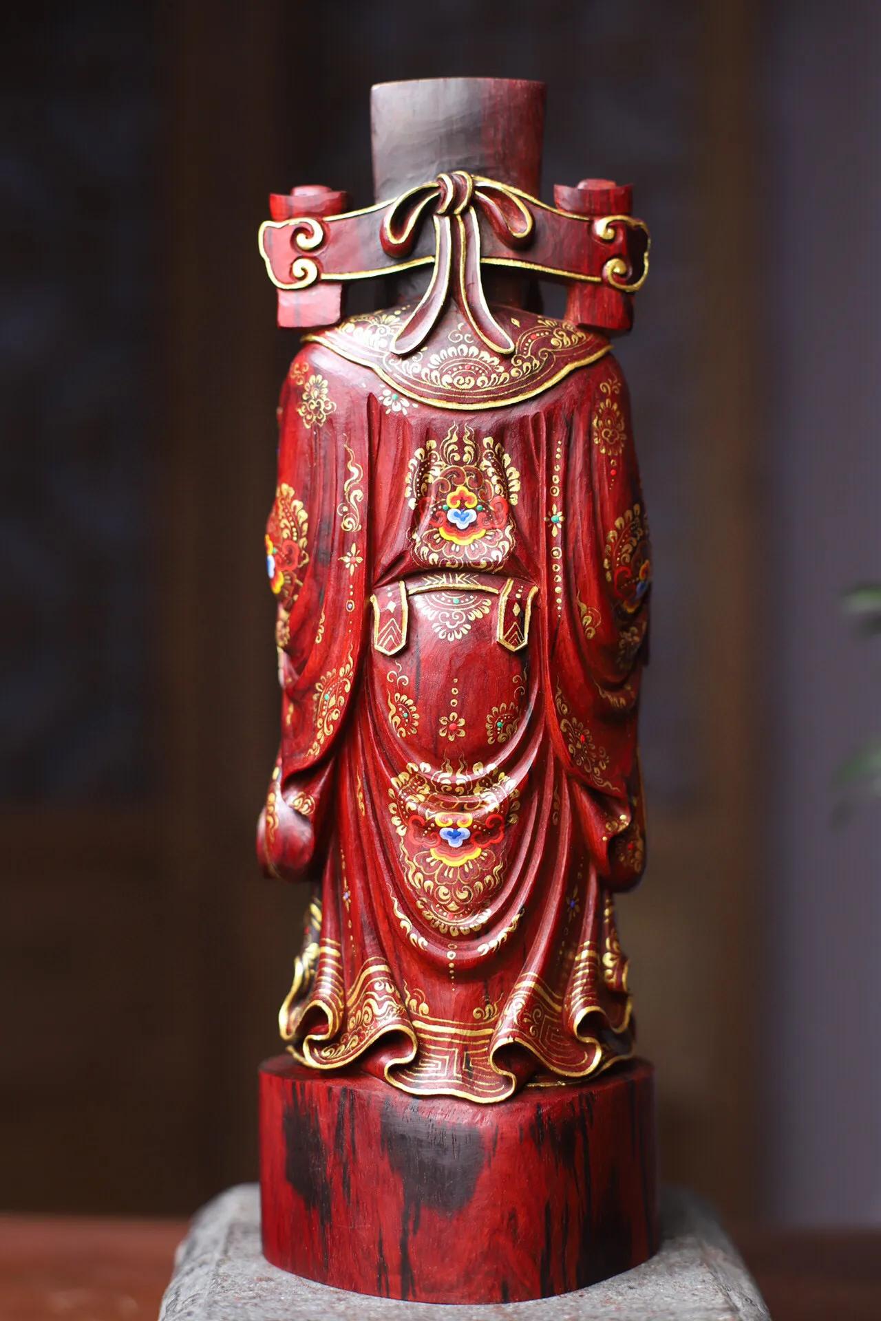 印度小叶紫檀财神爷手串,印度小叶紫檀木财神像