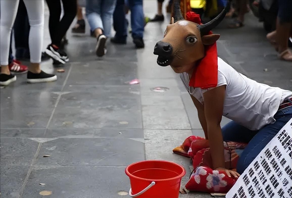 15年安徽女孩街头扮牛,女孩街头扮牛背后的故事