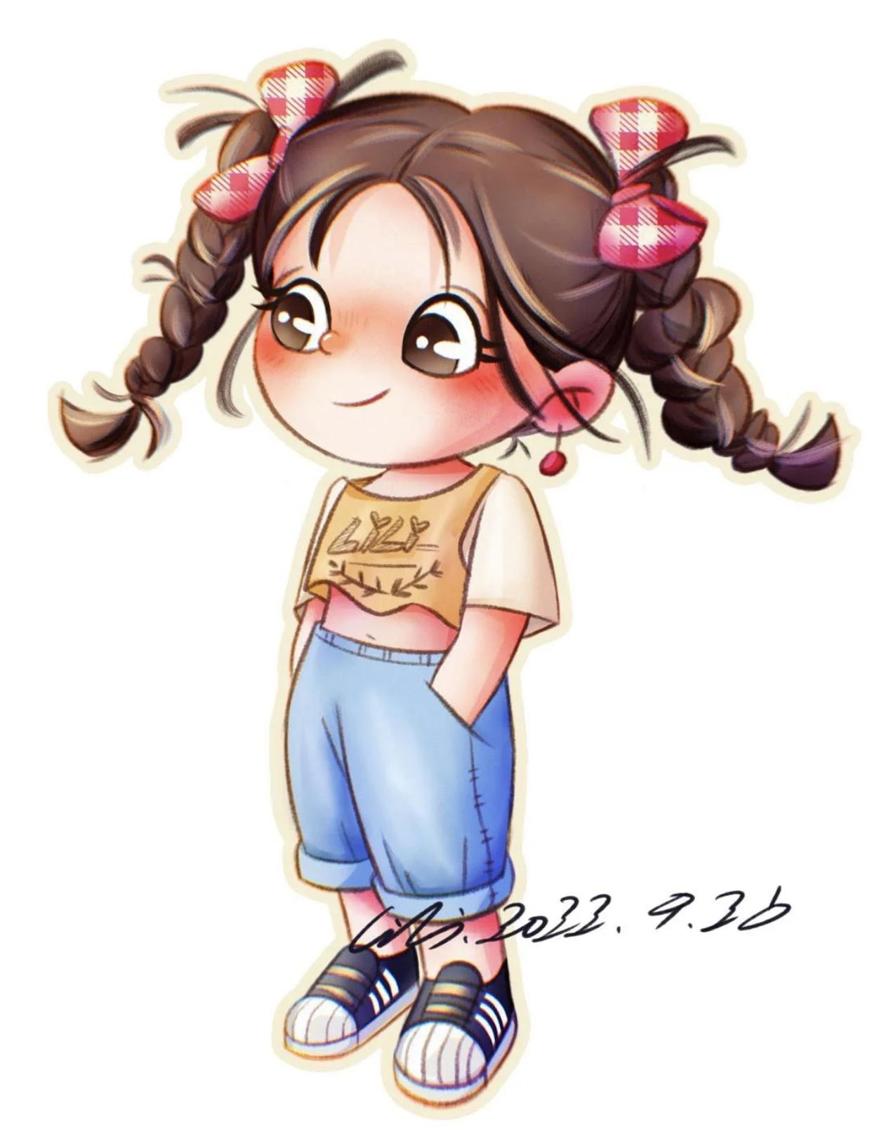 小清新豆豆眼小女孩插画,又凶又可爱的小女孩插画