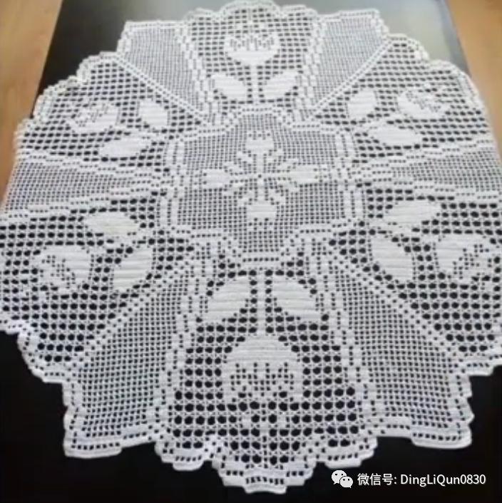 针织钩花小桌布,毛线编织钩花桌布图案
