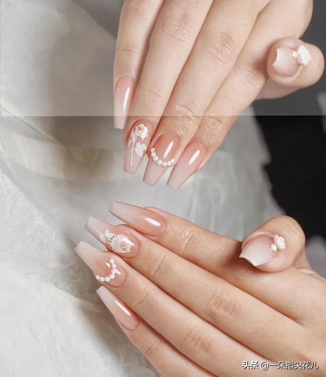 裸色美甲ins风高级感法式,美甲2022新款显白夏季ins短款裸色