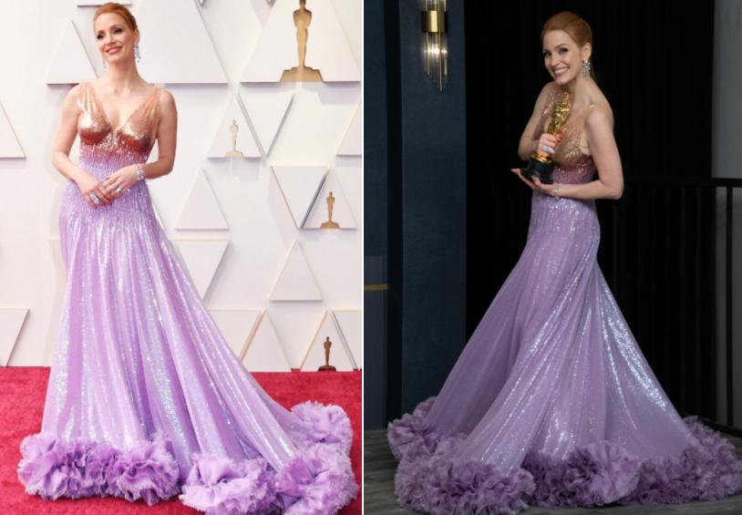 奥斯卡造型太浮夸!有人戴400万钻石手镯,有人胸口仅一条布带