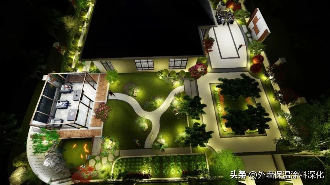 别墅庭院景观绿化全套施工图,别墅3d庭院景观效果图教程