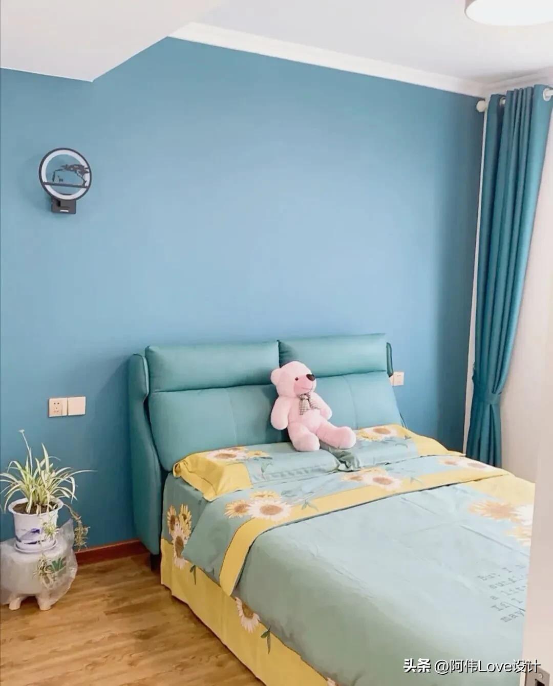 卧室墙面漆颜色搭配,婚房卧室窗帘颜色搭配