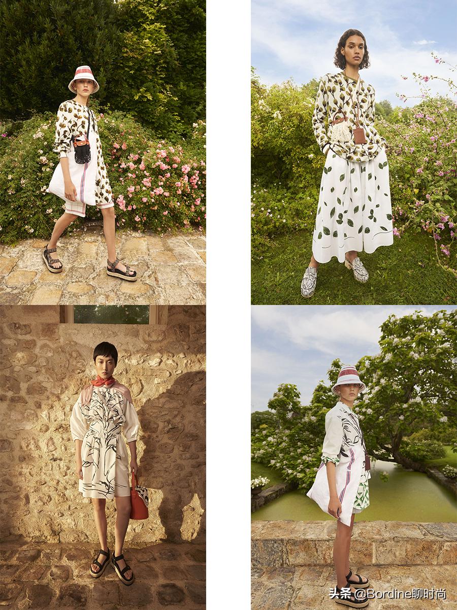 Longchamp2022春夏系列,腰带的收腰亮点,浅色清新图案更添活力