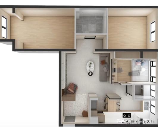 刀把型户型怎么改成三房,3居刀把户型改造装修案例