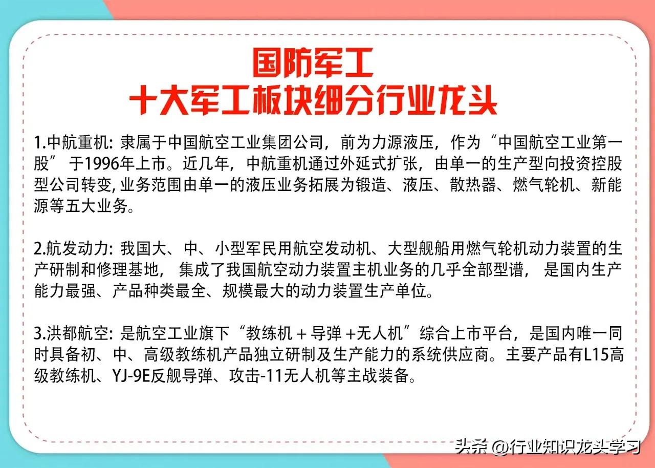 军工板块龙头名单,军工雷达细分龙头