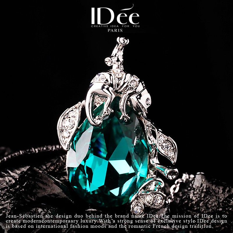 蓝宝石项链女款华丽,法国idee黑宝石项链女