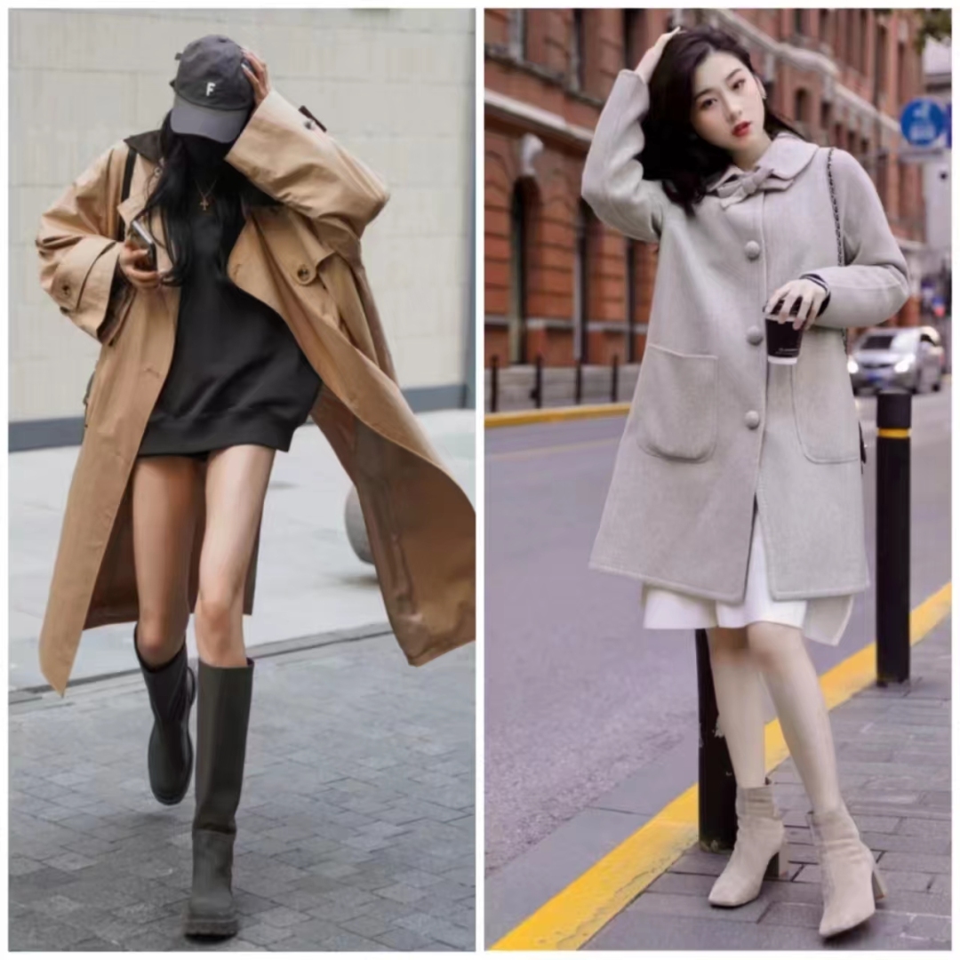 流行的靴子搭配什么衣服图片,中长靴子穿衣搭配图片2020秋冬
