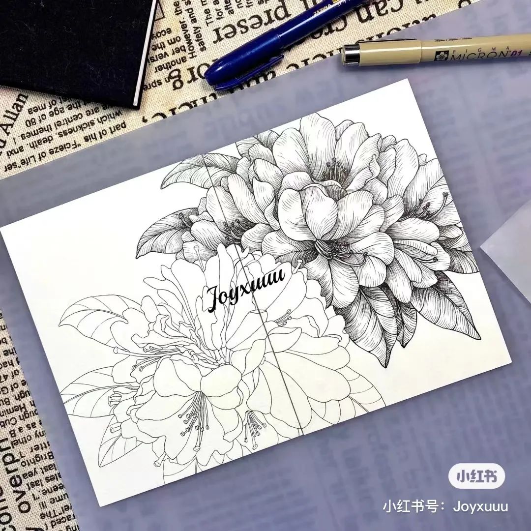 多种技法运用色彩装饰画,一幅有疏密变化的线描装饰画简单