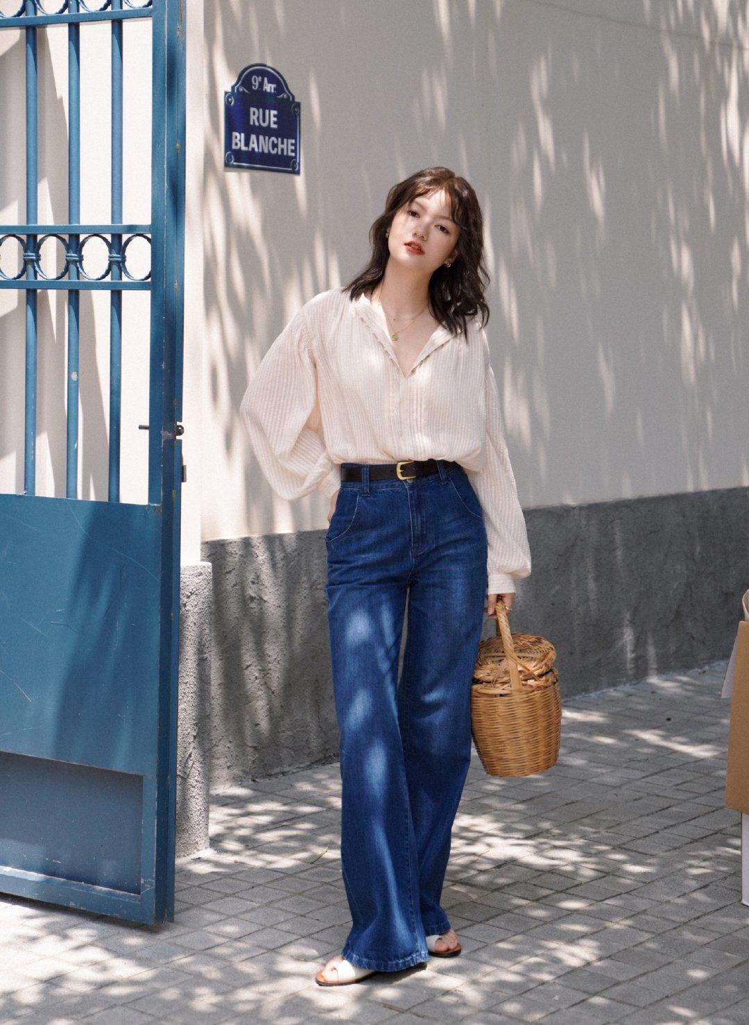 哪款阔腿牛仔裤显瘦又有质感,遮肉阔腿牛仔裤