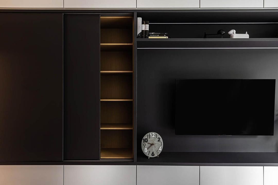 黑白灰装修配色技巧,现代简约装修黑白灰105平方米