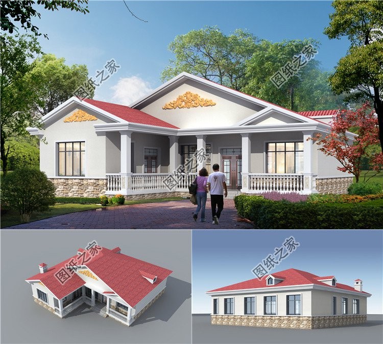 农村一层别墅不含厨房设计,七字型一层别墅厨房独立