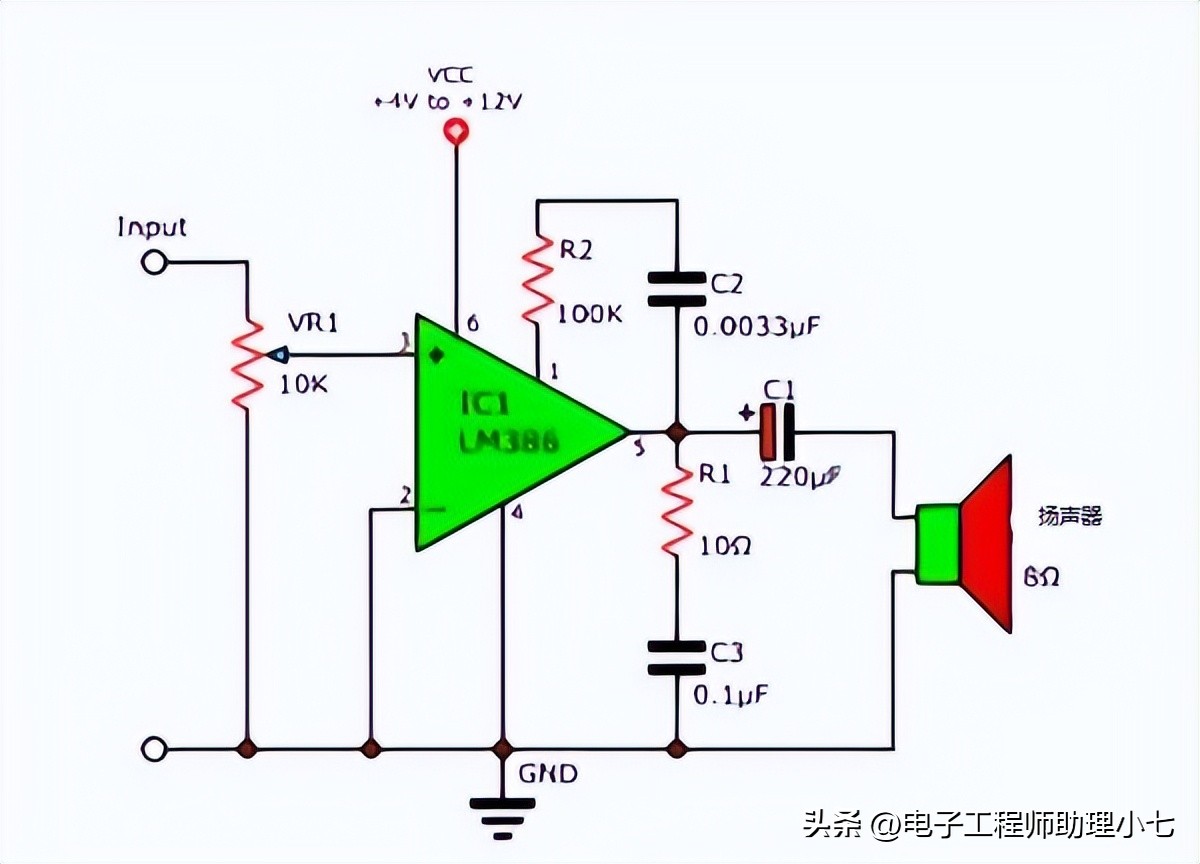lm386音频放大电路怎么装,lm386典型放大电路