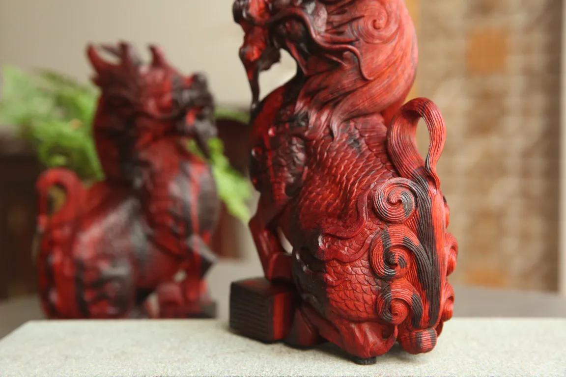 印度小叶紫檀麒麟木雕,印度小叶紫檀麒麟摆件